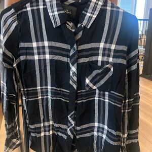 Rails Navy and White Plaid Button Down Shirt